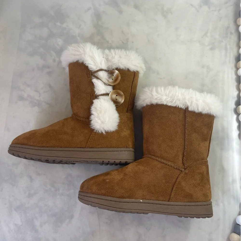Jumping Bean Winter boots girl size 8 M NoraaChestnut White Lined Faux Fur